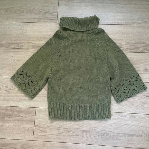 FENN WRIGHT MANSON Green CHUNKY CABLE COWL NECK WOOL BLEND SWEATER-MED. - Picture 2 of 7